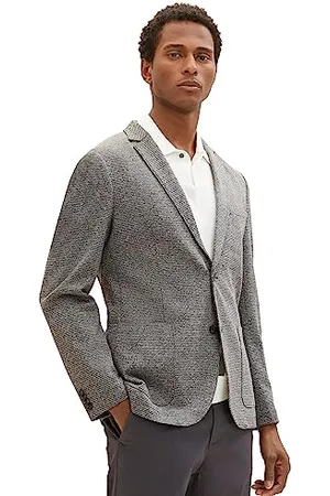 TOM TAILOR Herren 1039891 Jersey Sakko mit Reverskragen, 19393-grey Houndstooth, 48
