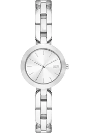 DKNY Damenuhren City Link, Dreizeiger Uhrwerk, 26mm Silbernes Edelstahlgehäuse mit Edelstahlarmband, NY6626