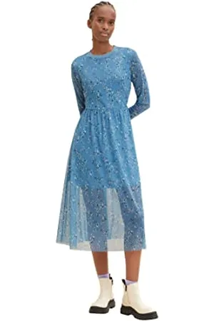 TOM TAILOR Damen 1035803 Kleid, 31553-Blue Multicolor Dots, M