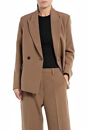 Replay Damen Blazer mit Knöpfen, (Braun), L