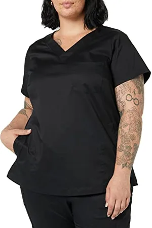 Amazon Damen Klassisch geschnittenes Scrub-Top mit V-Ausschnitt und kurzen Ärmeln (erhältlich in Übergrößen), , XXL