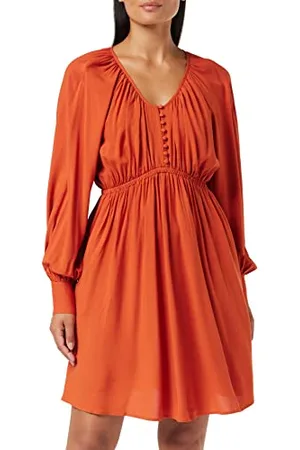 Scotch&Soda Damen Gerafftes ECOVERO-Mischung Kleid, , XS