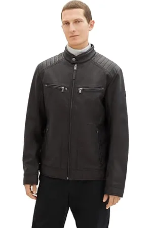 TOM TAILOR Herren Bikerjacke aus Velours, , XL