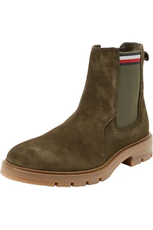 Tommy Hilfiger Herren Low Boot Stiefel Corpoarte Suede Chelsea Wildleder, Grün (Army Green), 46