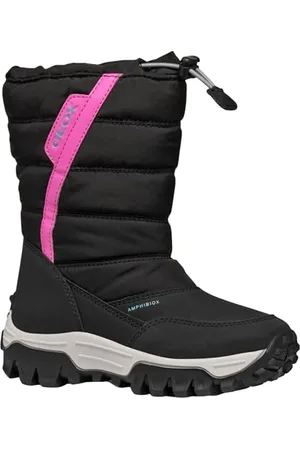 Geox J Himalaya Girl B AB Snow Boot, Black/Fuchsia, 24 EU