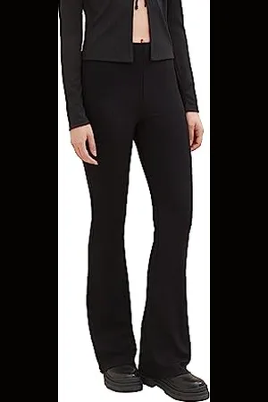 TOM TAILOR Damen 1038205 Flared Leggings mit Rippstruktur, 14482-deep Black, L
