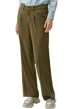 QS by s.Oliver Damen Lang, Hose lang Wide Leg, Grün, 44 EU