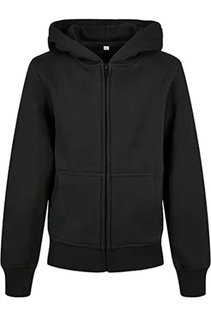 Build Your Brand Unisex Kinder BY188-Organic Basic Kids Zip Hoody Kapuzenpullover, Black, 122/128