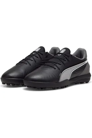 PUMA Unisex Kinder King Match Tt Jr Soccer Shoe, Black White Cool Dark Gray, 28 EU