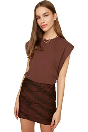 Trendyol Damen T-shirt mit Sleeveless Basic T-Shirt Westlich, , S