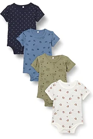 Pippi Unisex Baby Body SS AO-printed (4-pack) Formender Body, , 86