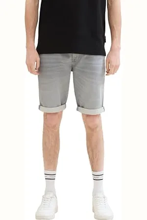 TOM TAILOR Herren Slim Jogg-Jeans Bermuda Shorts mit hohem Stretch, used light stone grey denim, 38