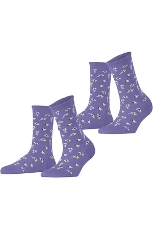 ESPRIT Damen Socken Petite Flowers Multipack W So Viskose gemustert 2 Paar, , 39-42