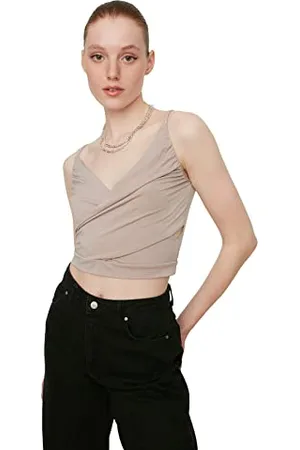 Trendyol Frau Slim Fit Basic Cache-Coeur Gestrickt Bluse