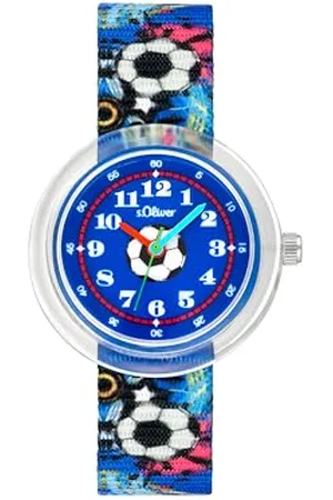 QS by s.Oliver Armbanduhr Jungen Kinder Quarzuhr Analog, mit Nylon Armband, Mehrfarbig, wasserfest Wasserdicht, Kommt in Uhren Geschenk Box, 2037721