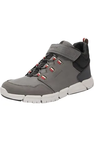 Geox J FLEXYPER Boy B ABX Ankle Boot, Grey/DK RED, 38 EU