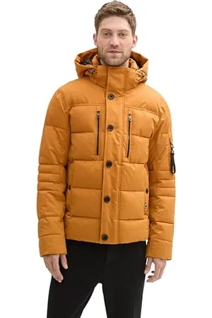 TOM TAILOR Herren 1041323 Pufferjacke mit Abnehmbarer Kapuze, 10821-Peanut Butter Brown, XXL