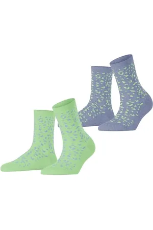 ESPRIT Damen Fun Pattern 2-Pack W SO Baumwolle Gemustert 2 Paar Socken, , 35-38 (2er Pack)