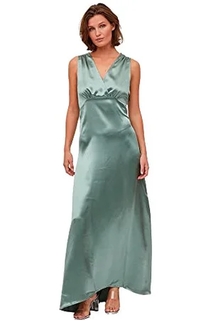 VILA Damen Visittas V-Ausschnitt S/L Maxi Dress-Noos Wrap, ,34
