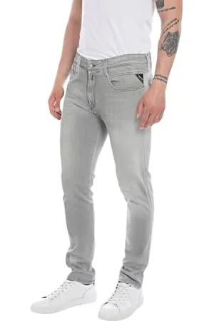 Replay Herren Jeans Anbass Slim-Fit mit Power Stretch, (Grau), 33W / 32L