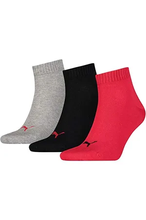 PUMA Unisex Plain Quarter Socken, Schwarz / Rot, 47-49 EU