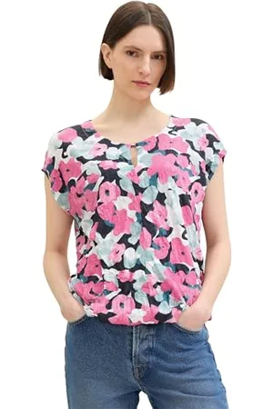 TOM TAILOR Damen Basic Blusen-Shirt mit Allover-Print, pink colorful floral design, XXS