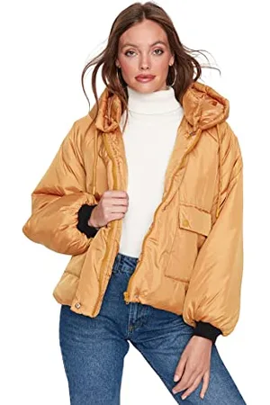 Trendyol Damen Oversize Puffer Plain Webstoff Winterjacke Coat, , x_s
