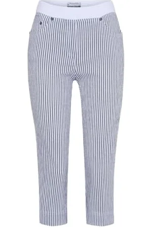 Brax Pamina Capri Rundum Jersey, Seersucker Stripes, Slim