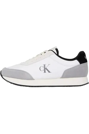 Calvin Klein Herren Runner Sneaker Retro Iconic Schuhe, Mehrfarbig (Bright White/Black/Creamy White), 46