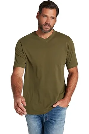 JP 1880 Herren große Größen Übergrößen Menswear L-8XL T-Shirt, Basic, V-Ausschnitt, bis 8XL dunkel Khaki 6XL 702415430-6XL