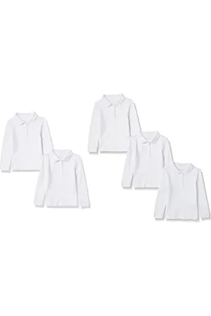 Amazon Mädchen Langärmelige Interlock-Poloshirts, 5er-Pack, , 4 Jahre