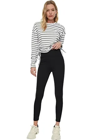 Trendyol Damen Black Scuba Strickte Strumpfhosen Leggings, , L EU