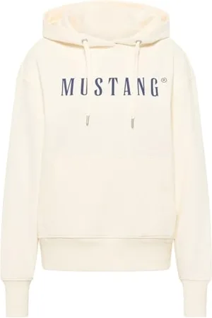 Mustang Damen Hoodie Kapuzenpullover Margo - Regular Fit - XS - XL Weiss Blau, Größe:XS, Farbe: