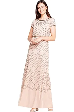 Adrianna Papell Damen Kleid mit kurzen Ärmeln, Blouson mit Perlen, , 44
