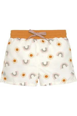 LÄSSIG Baby Kinder Badehose kurz mit UV-Schutz und integrierter Schwimmwindel/Boardie Shorts Rainbow nature, 7-12 Monate, Größe: 74/80