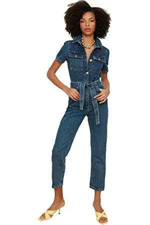 Trendyol Damen Gewölbte Denim-overalls Overalls, , 38 EU