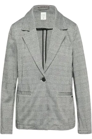 QS by s.Oliver Karierter Blazer aus Viskosemix grau 44