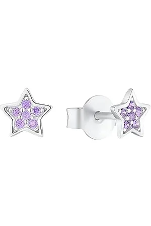 QS by s.Oliver Ohrstecker 925 Sterling Silber Mädchen Kinder Ohrschmuck, mit Zirkonia synth., 0,5 cm, Silber, Stern, Kommt in Schmuck Geschenk Box, 2036827