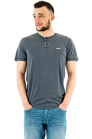 Schott NYC Herren Tshirt Manches Courtes Col Tunisien T-Shirt, , M