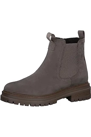 QS by s.Oliver Damen Chelsea Boots mit Reißverschluss Blockabsatz Vegan Braun , 36