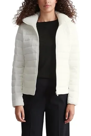 Marc O’ Polo Marc OߴPolo Damen Steppjacke mit Stehkragen wasserabweisend, Weiß (Salty White), 46
