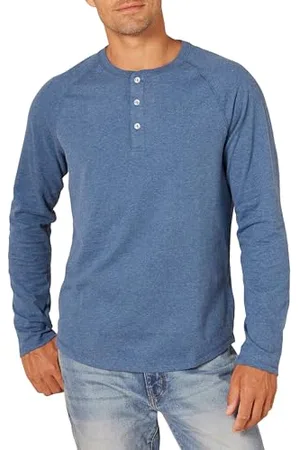 Amazon Herren Langärmeliges Henley-Shirt, Schmale Passform, , M