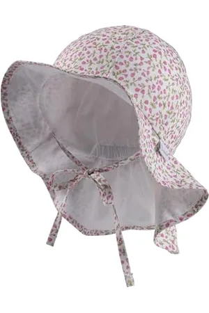 Sterntaler Sonnenhut Millefleurs mit Nackenschutz und Bindeband - Schirmmütze Baby gefüttert mit Batist (Bio) - Sommerhut Mädchen aus Baumwolle mit Größenregulierungsband UV30 - , 43