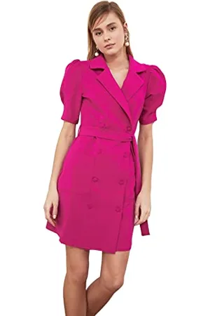 Trendyol Damen Mini-Blazerkleid, Normale Passform, gewebtes Kleid, Fuchsia, 40