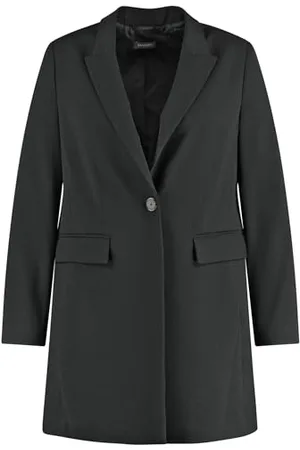 Samoon Damen Stilvoller Longblazer Langarm, Armschlitze unifarben Black 46