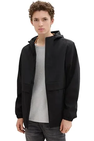 TOM TAILOR Herren 1041779 Softshell Windbreaker Jacke mit Kapuze, 29999-Black, XXL