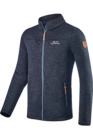 Black Crevice Herren Fleece Jacke I Fleecejacke Herren aus 100% Polyester I Herren Fleecejacke mit Strickoptik I Jacke Herren mit Seitentaschen I Weiches Fleece Herren