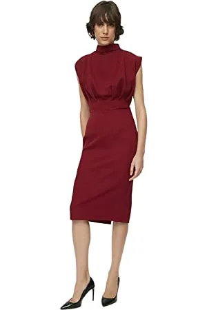 Trendyol Damen Gerade Midi-ärmel Tag Nacht Schlank Kleid Dress, , 36