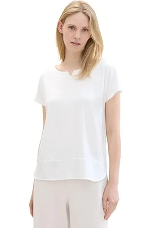 TOM TAILOR Damen Basic T-Shirt mit weitem Rundhalsausschnitt, , XL