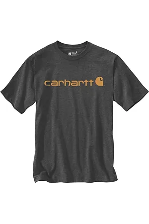 Carhartt Herren, Lockeres, schweres, kurzärmliges T-Shirt mit Logo-Grafik, Anthrazit meliert, S